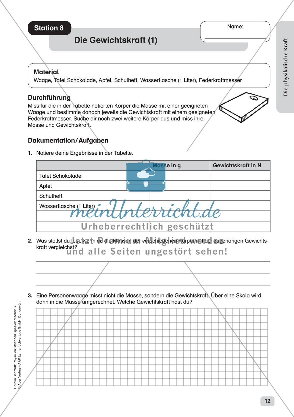 Physik an Stationen: Mechanik - Die physikalische Kraft Preview 14