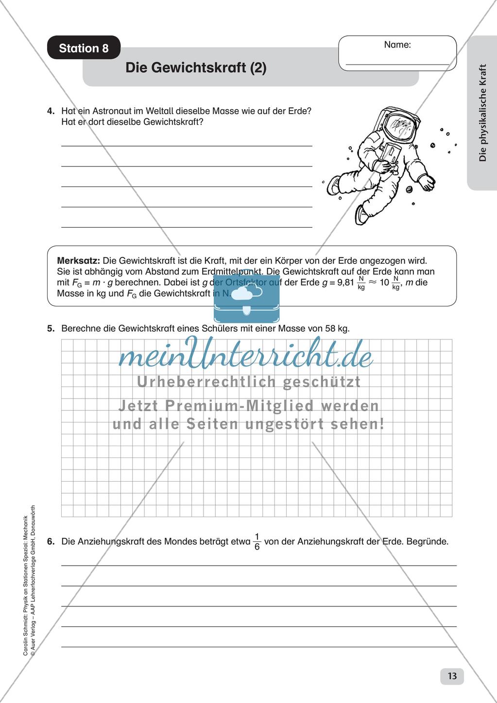 Physik an Stationen: Mechanik - Die physikalische Kraft Preview 15
