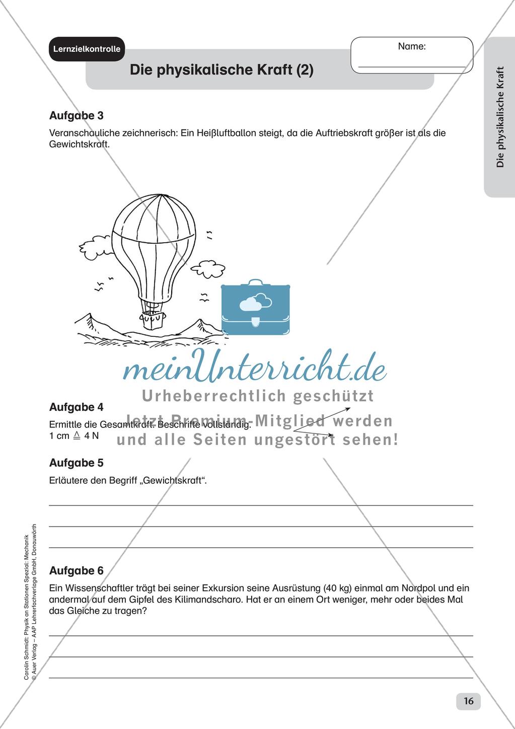 Physik an Stationen: Mechanik - Die physikalische Kraft Preview 18