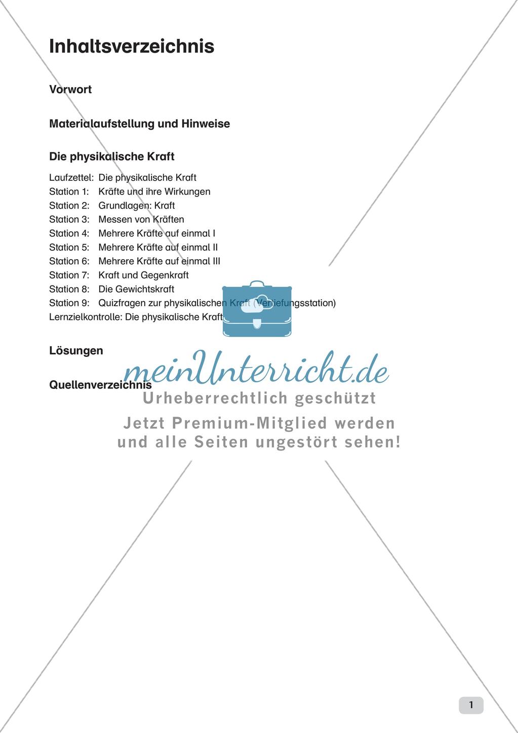 Physik an Stationen: Mechanik - Die physikalische Kraft Preview 3