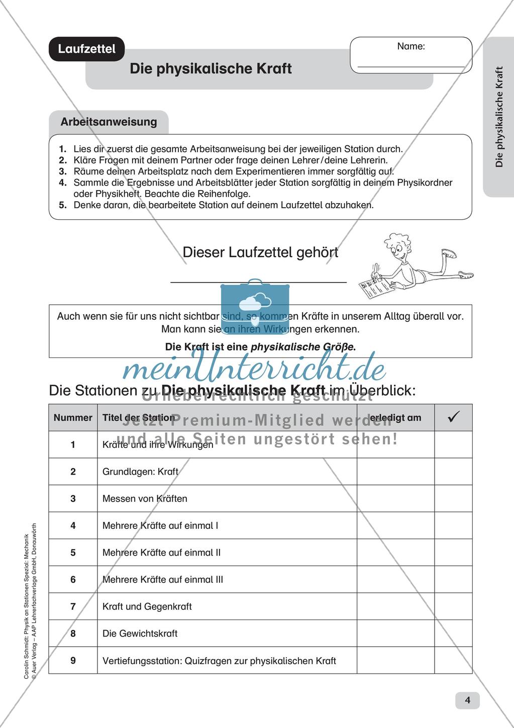 Physik an Stationen: Mechanik - Die physikalische Kraft Preview 6
