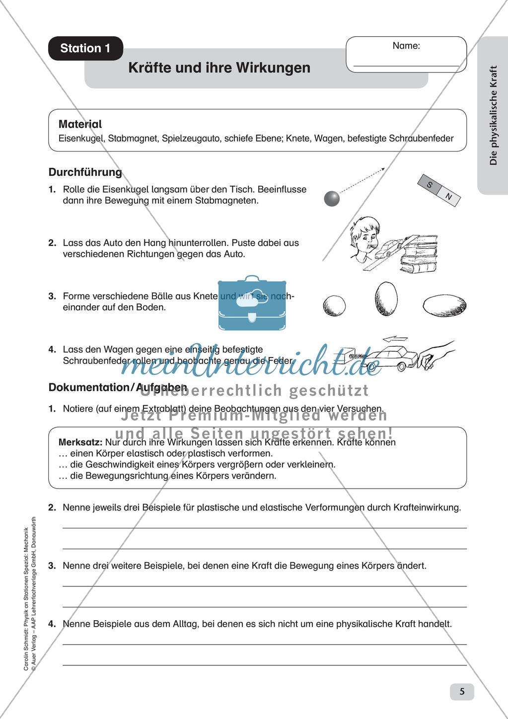 Physik an Stationen: Mechanik - Die physikalische Kraft Preview 7