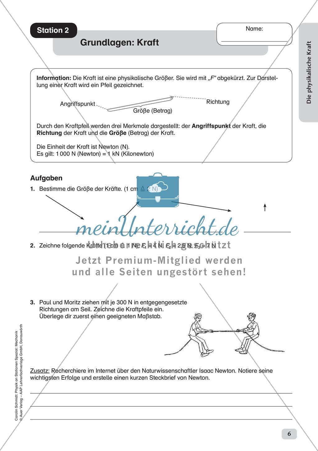 Physik an Stationen: Mechanik - Die physikalische Kraft Preview 8