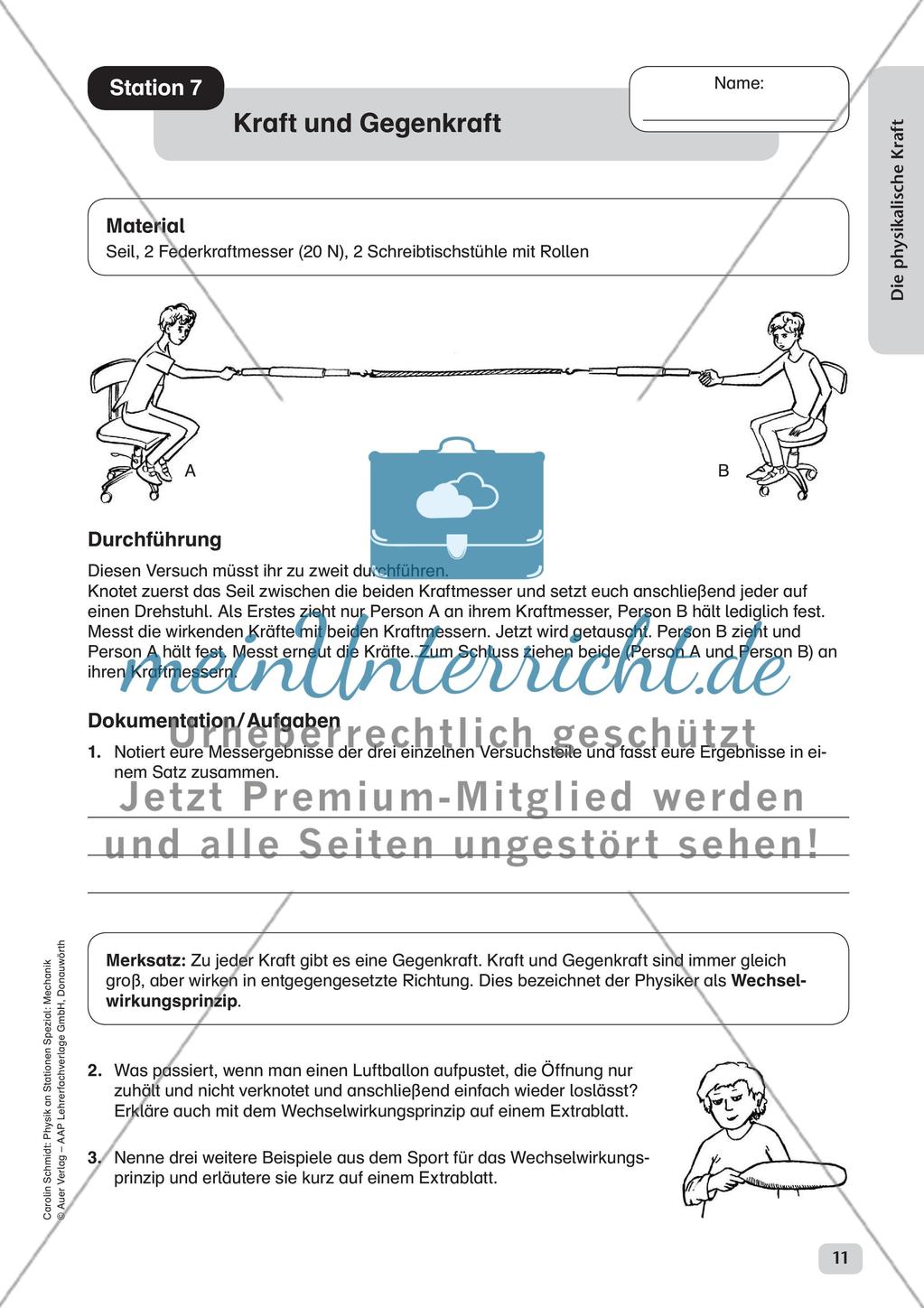 Physik an Stationen Spezial Mechanik - Teil 2 Preview 1