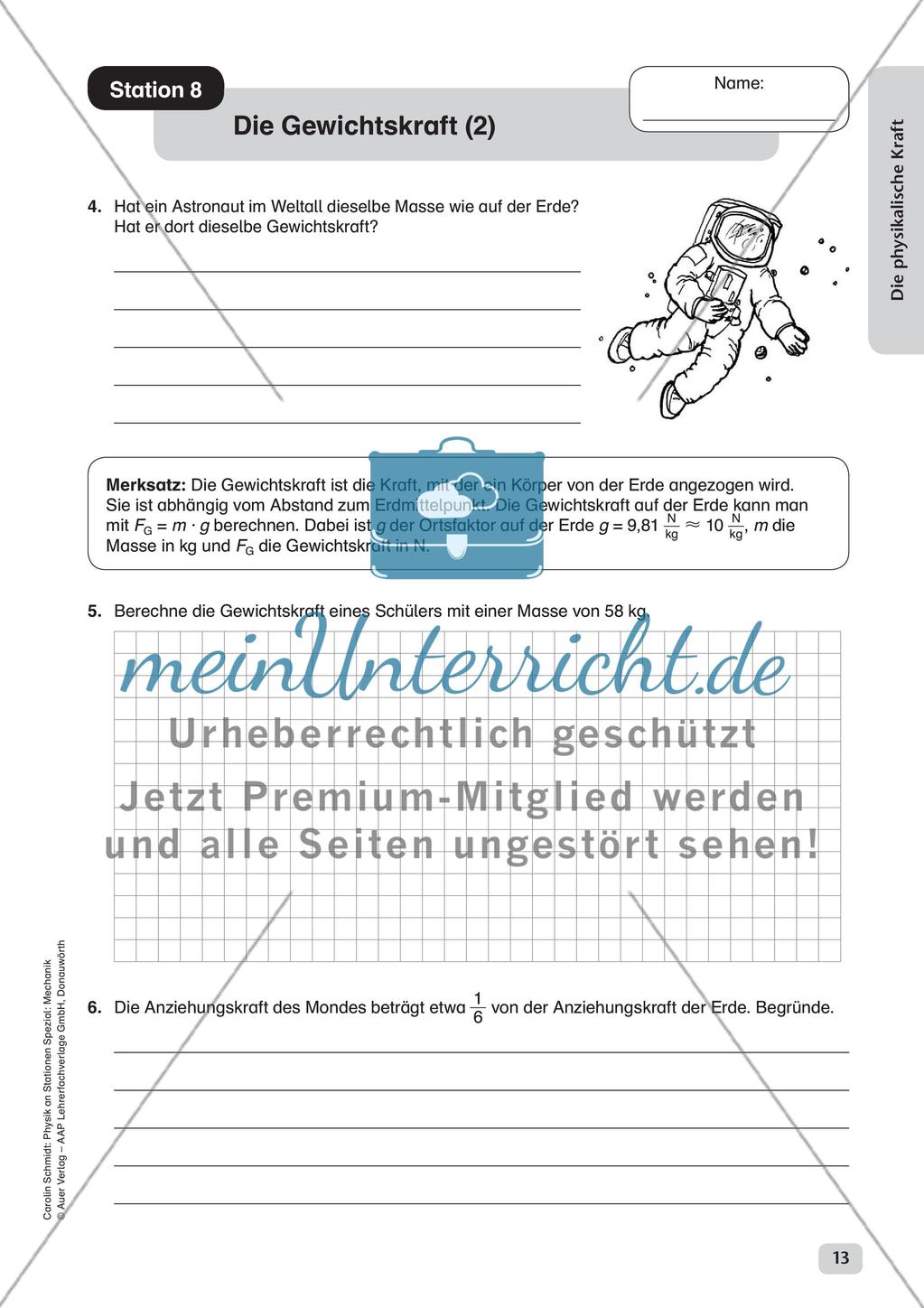 Physik an Stationen Spezial Mechanik - Teil 2 Preview 3