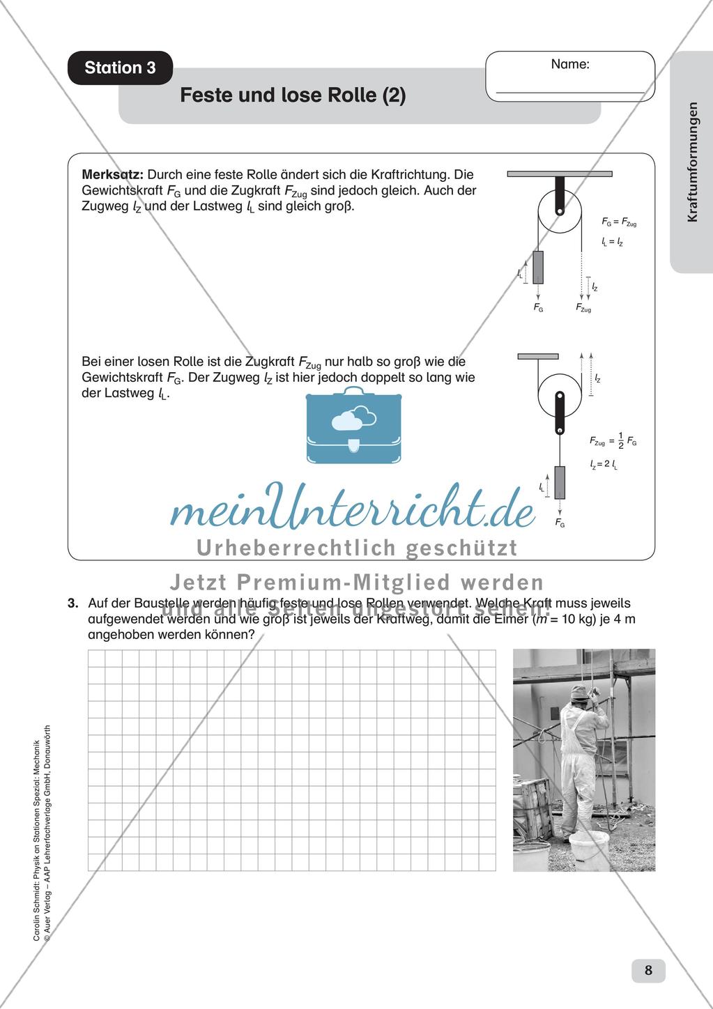 Physik an Stationen: Mechanik - Kraftumformungen Preview 10