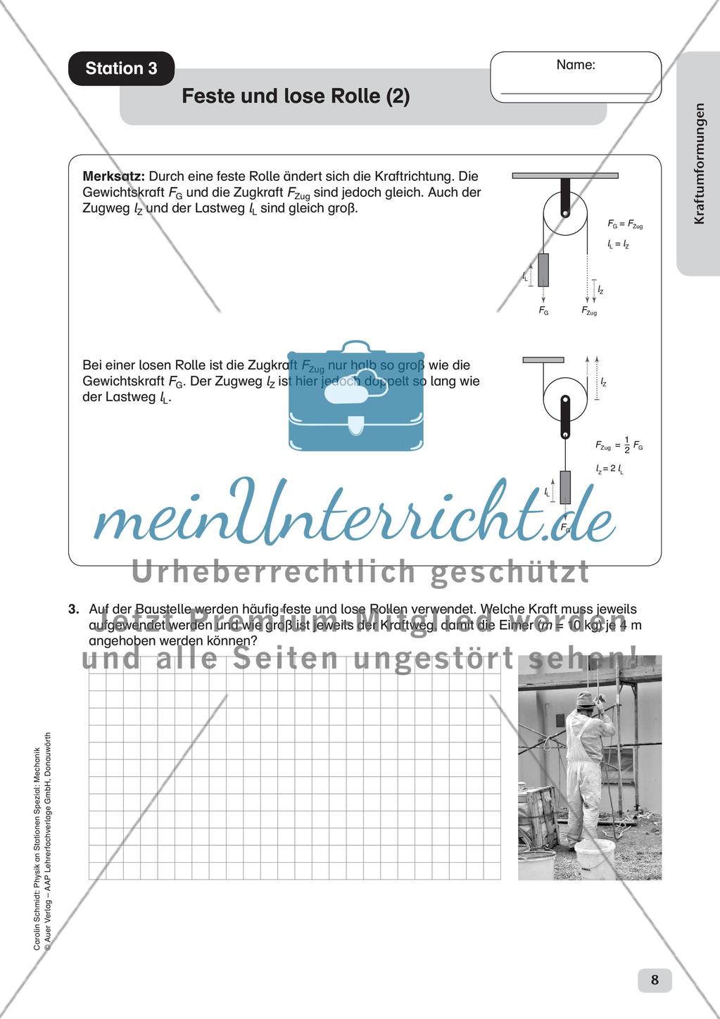 Physik an Stationen: Mechanik - Kraftumformungen Preview 10