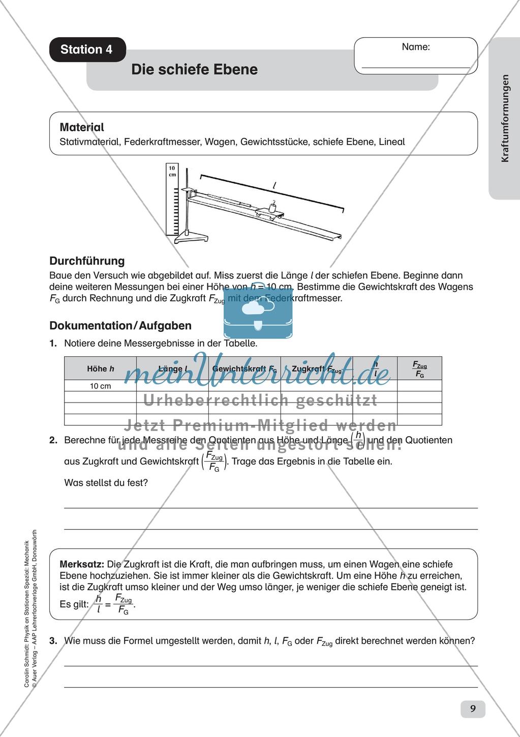 Physik an Stationen: Mechanik - Kraftumformungen Preview 11