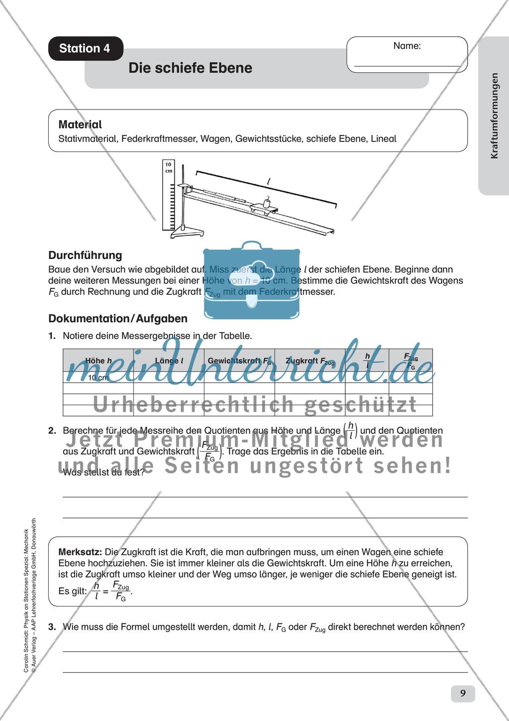 Physik an Stationen: Mechanik - Kraftumformungen Preview 11