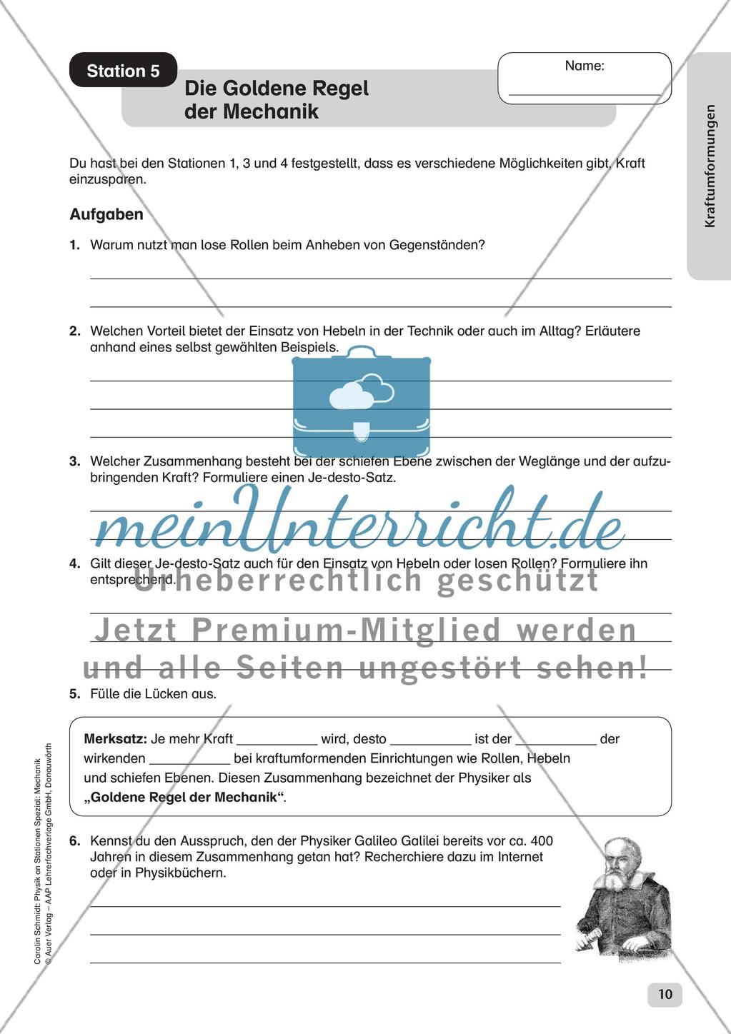 Physik an Stationen: Mechanik - Kraftumformungen Preview 12
