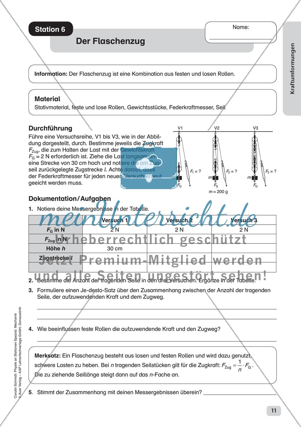 Physik an Stationen: Mechanik - Kraftumformungen Preview 13