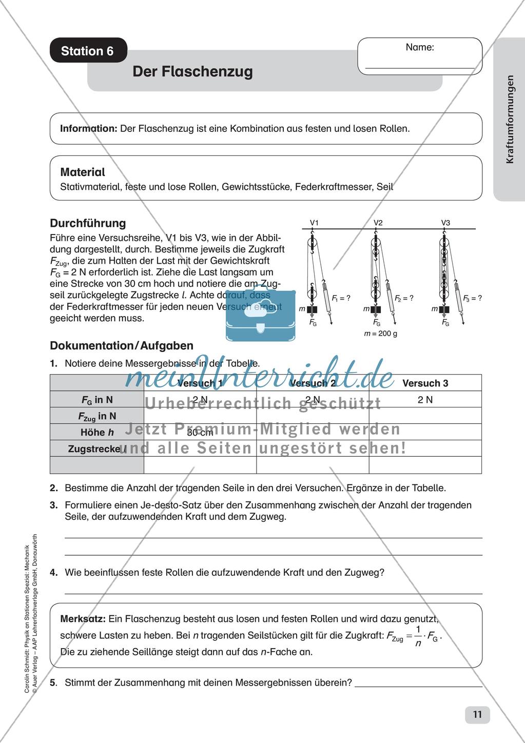 Physik an Stationen: Mechanik - Kraftumformungen Preview 13