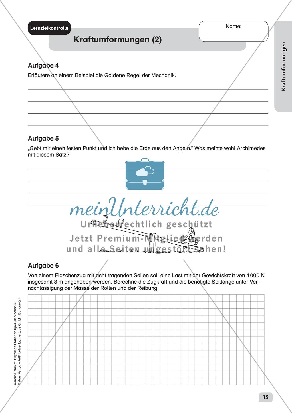 Physik an Stationen: Mechanik - Kraftumformungen Preview 17