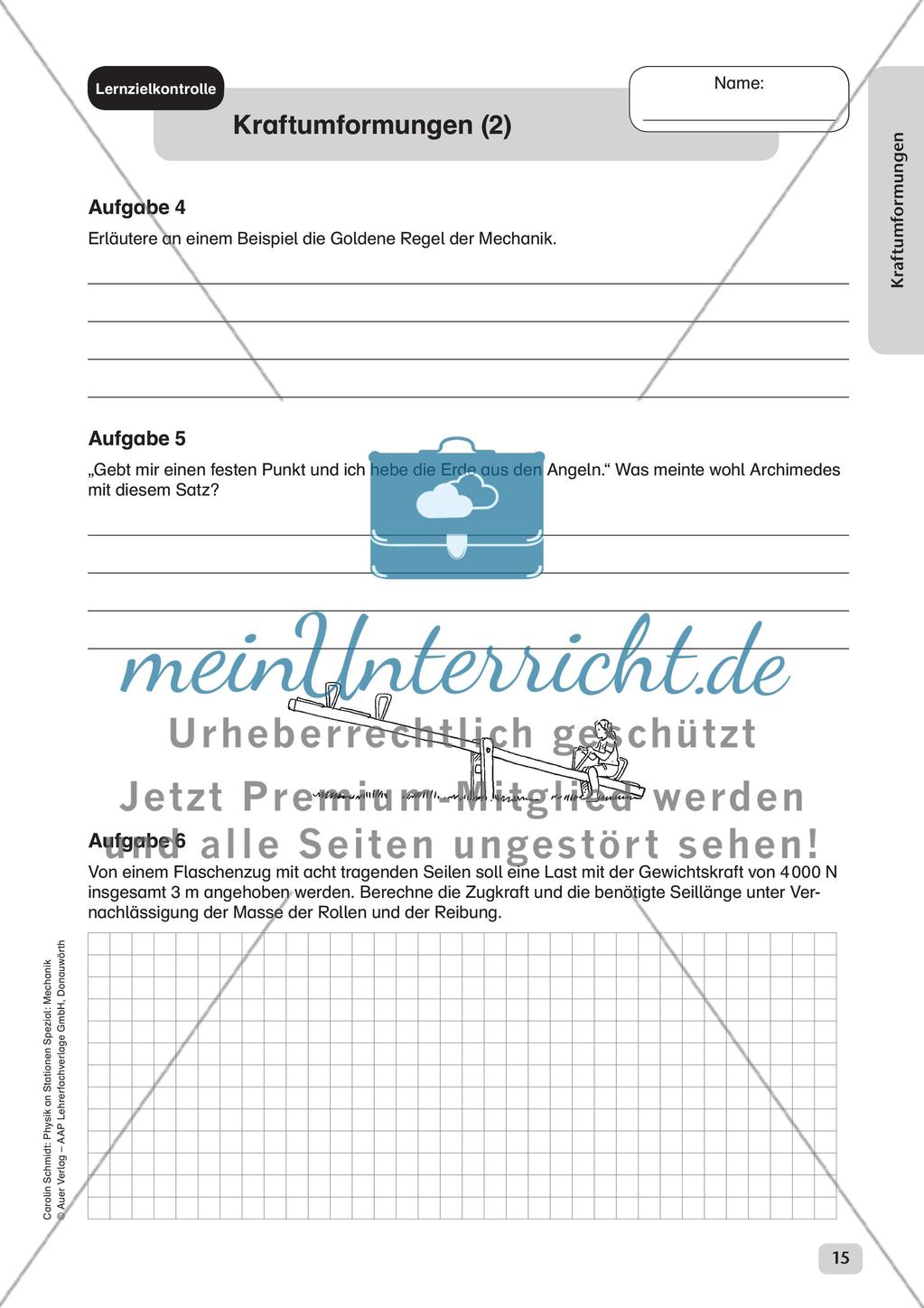 Physik an Stationen: Mechanik - Kraftumformungen Preview 17