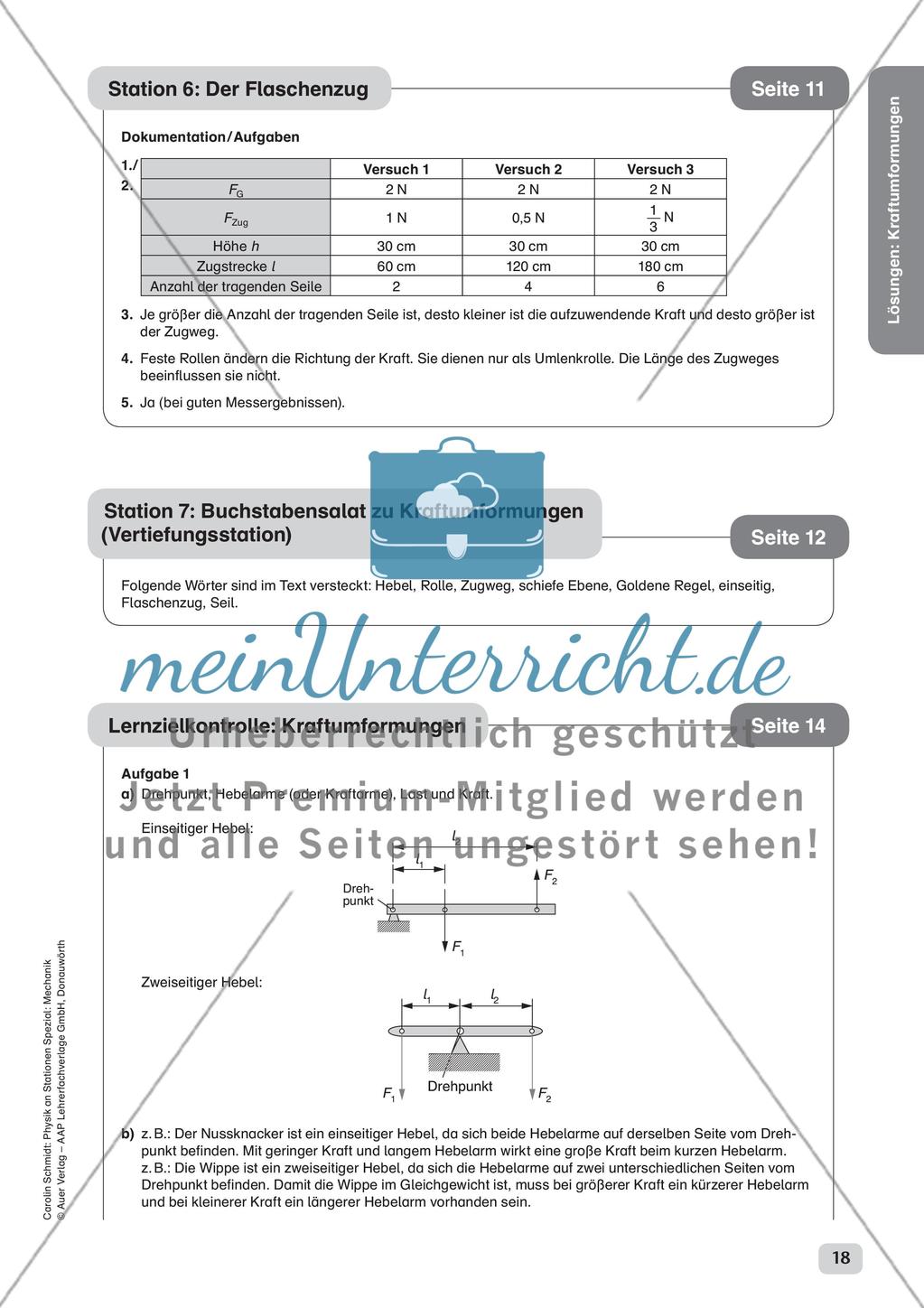 Physik an Stationen: Mechanik - Kraftumformungen Preview 20