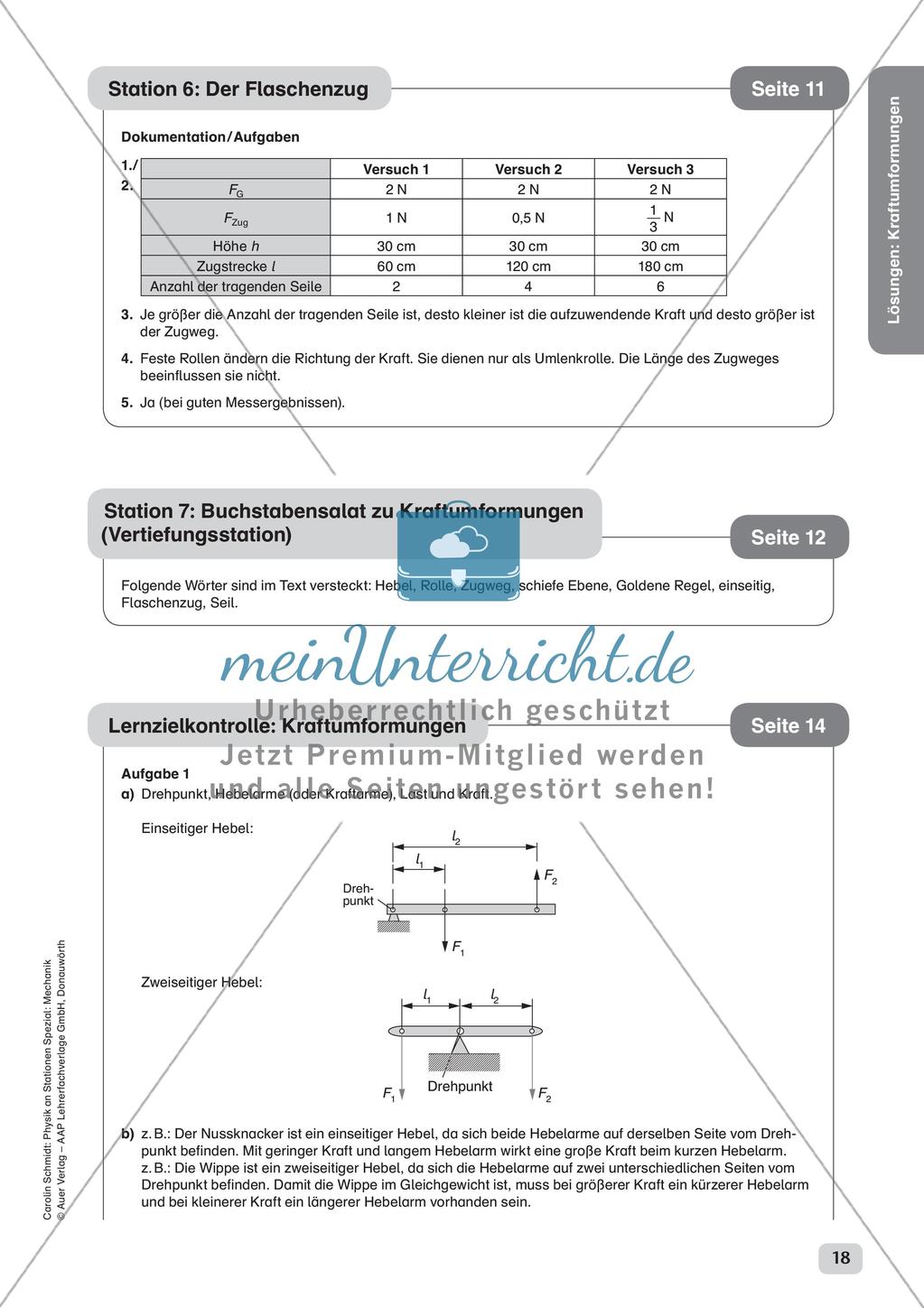 Physik an Stationen: Mechanik - Kraftumformungen Preview 20
