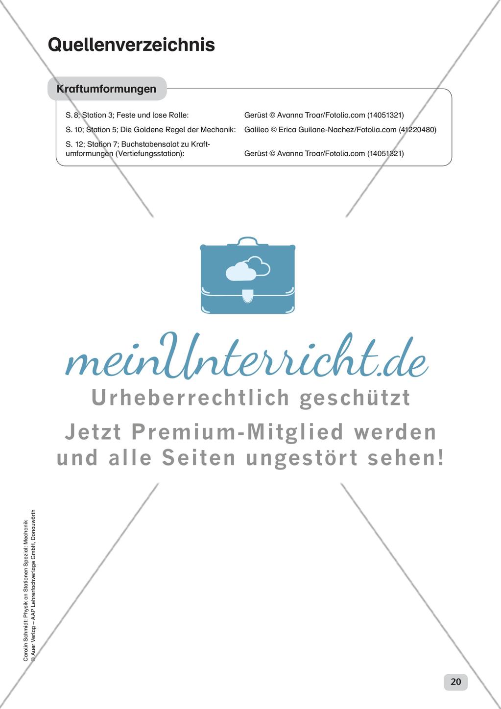 Physik an Stationen: Mechanik - Kraftumformungen Preview 22