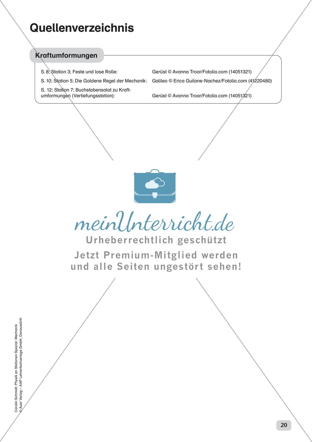 Physik an Stationen: Mechanik - Kraftumformungen Preview 22