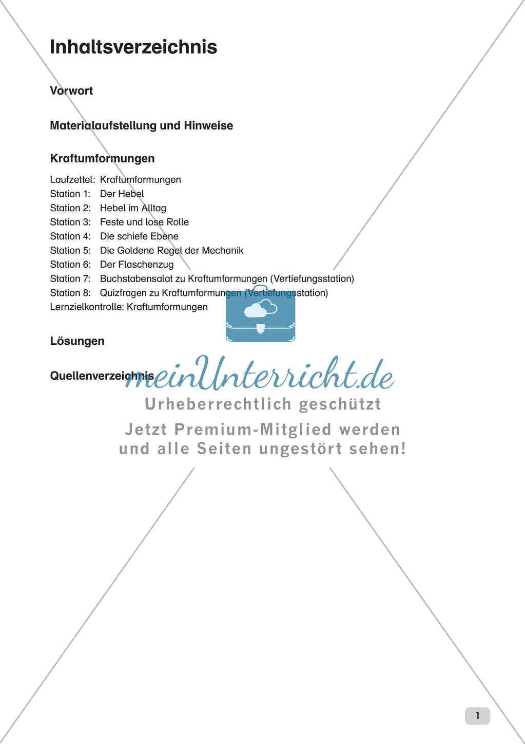 Physik an Stationen: Mechanik - Kraftumformungen Preview 3