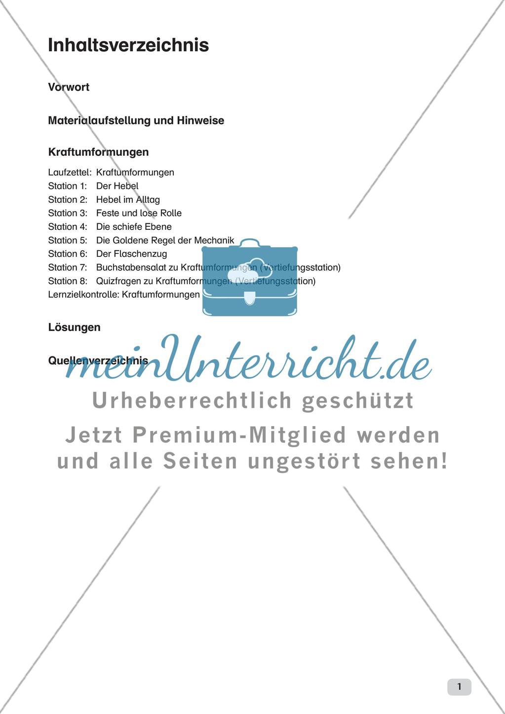 Physik an Stationen: Mechanik - Kraftumformungen Preview 3