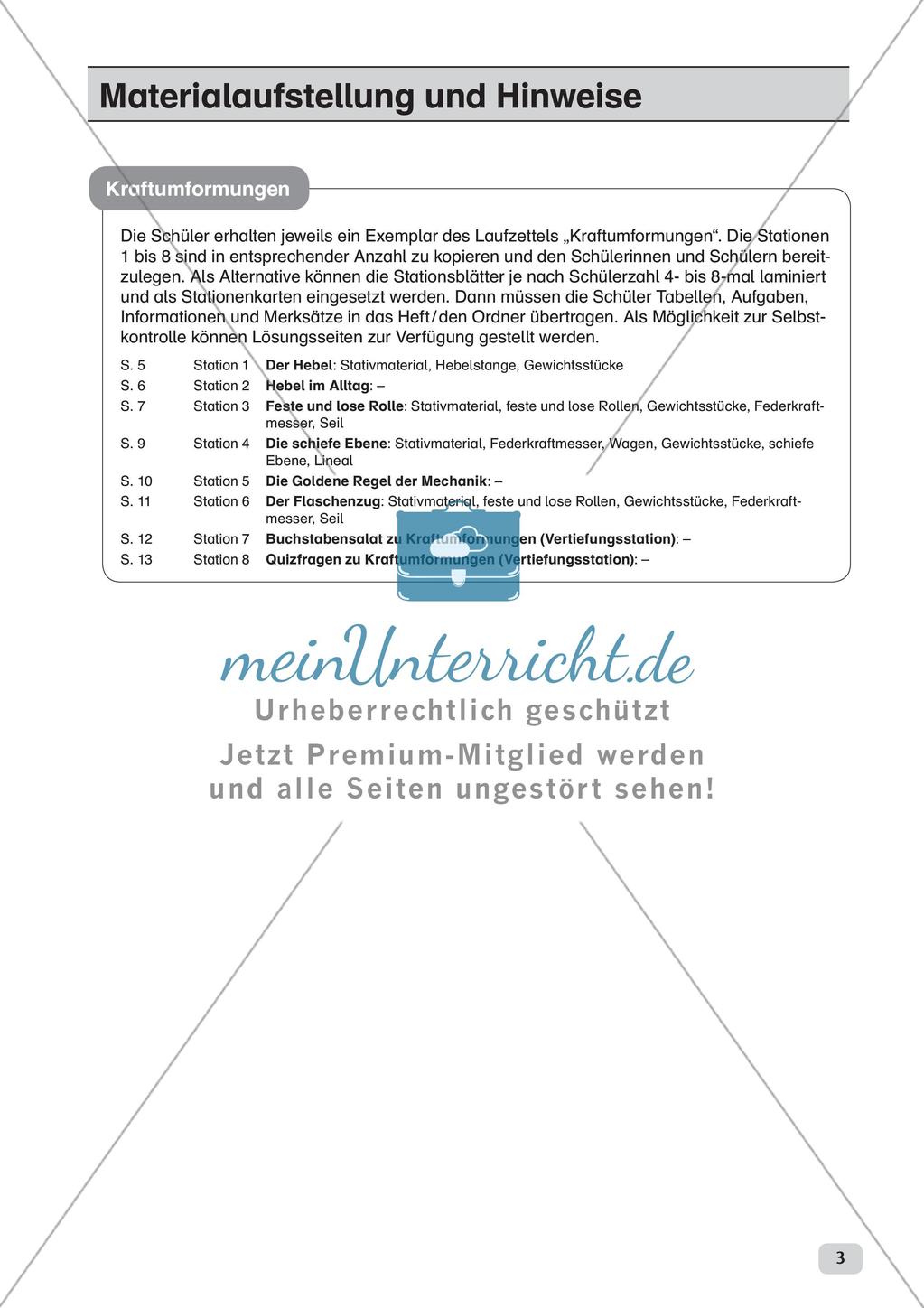 Physik an Stationen: Mechanik - Kraftumformungen Preview 5
