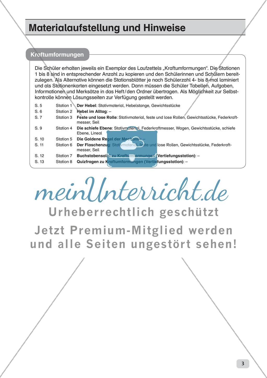 Physik an Stationen: Mechanik - Kraftumformungen Preview 5