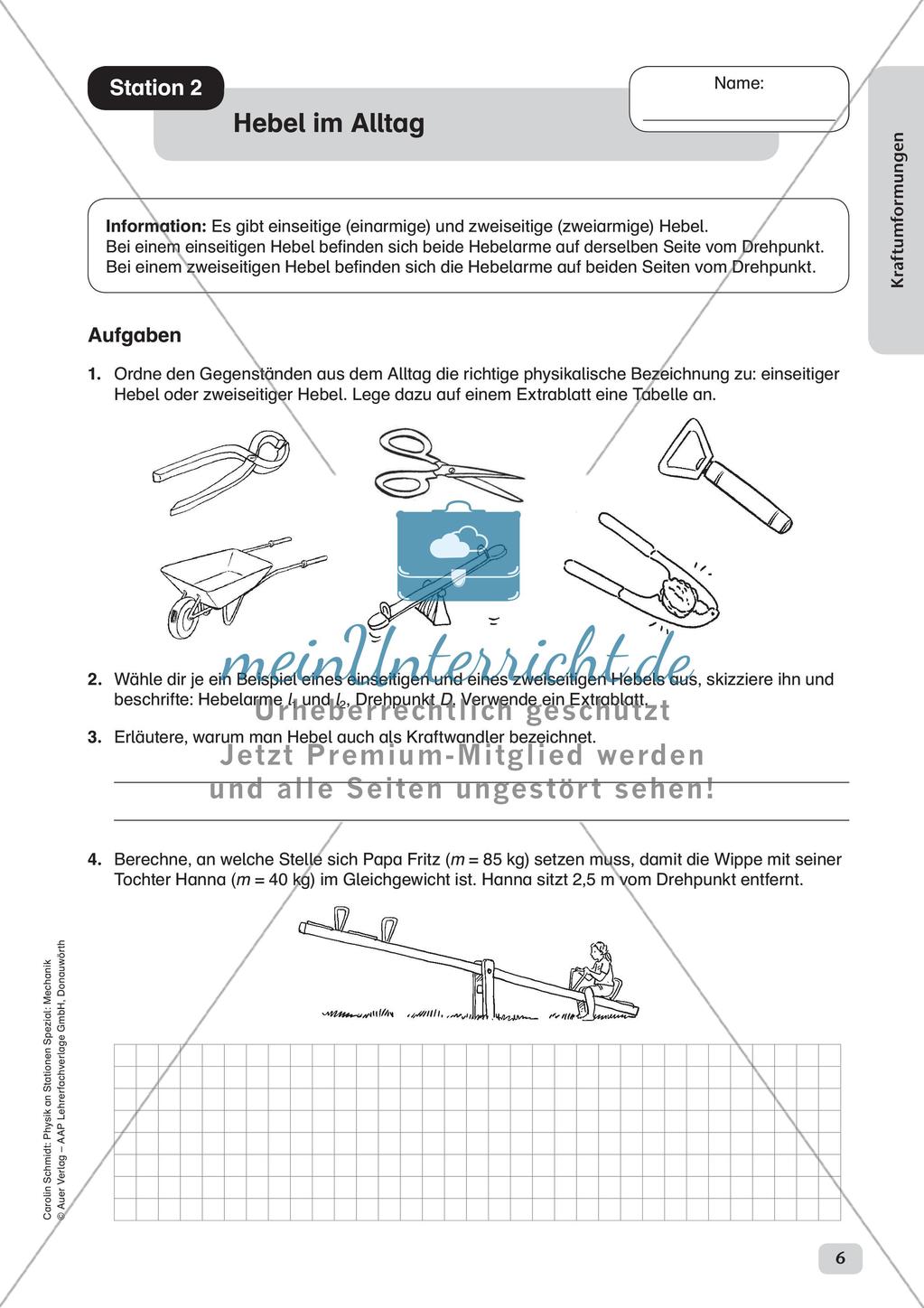 Physik an Stationen: Mechanik - Kraftumformungen Preview 8