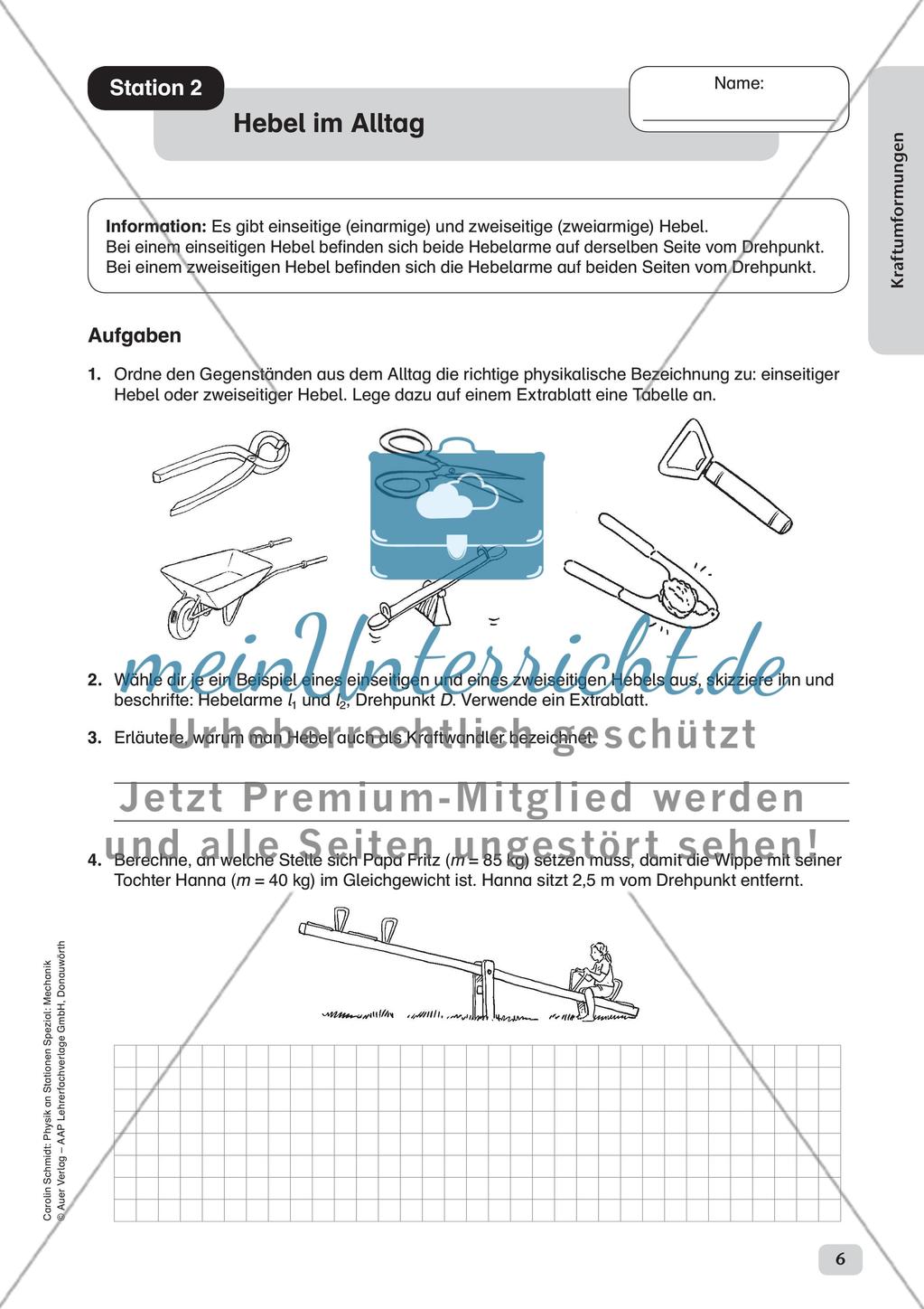 Physik an Stationen: Mechanik - Kraftumformungen Preview 8