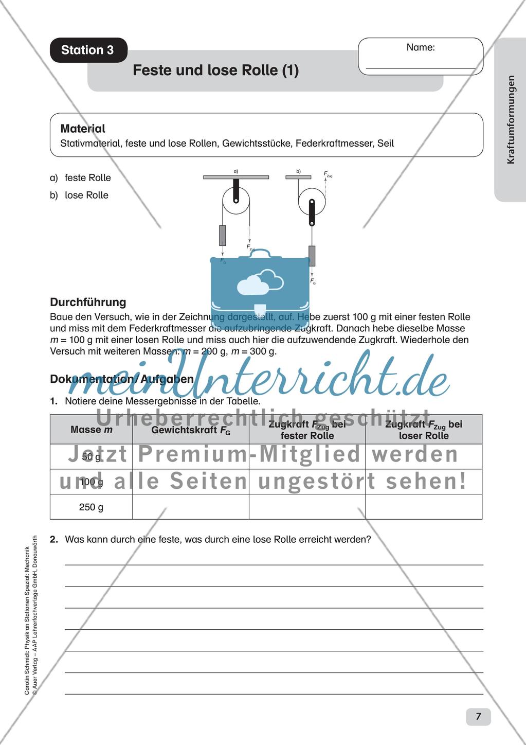 Physik an Stationen: Mechanik - Kraftumformungen Preview 9