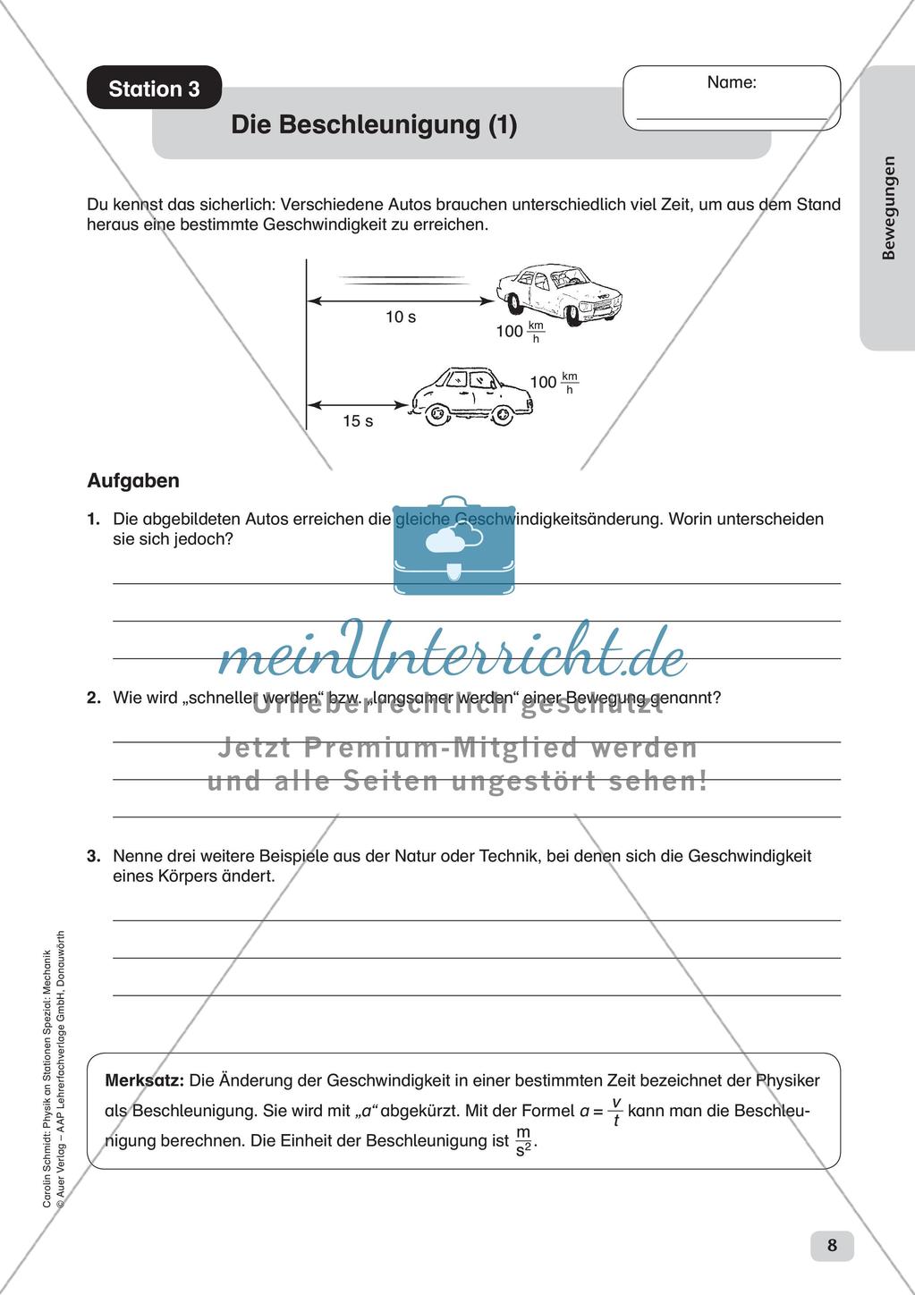 Physik an Stationen: Mechanik - Bewegungen Preview 10