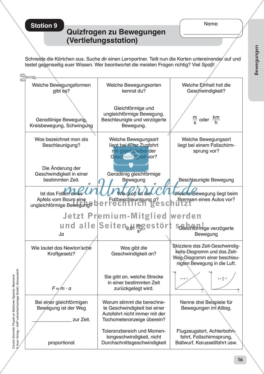 Physik an Stationen: Mechanik - Bewegungen Preview 18