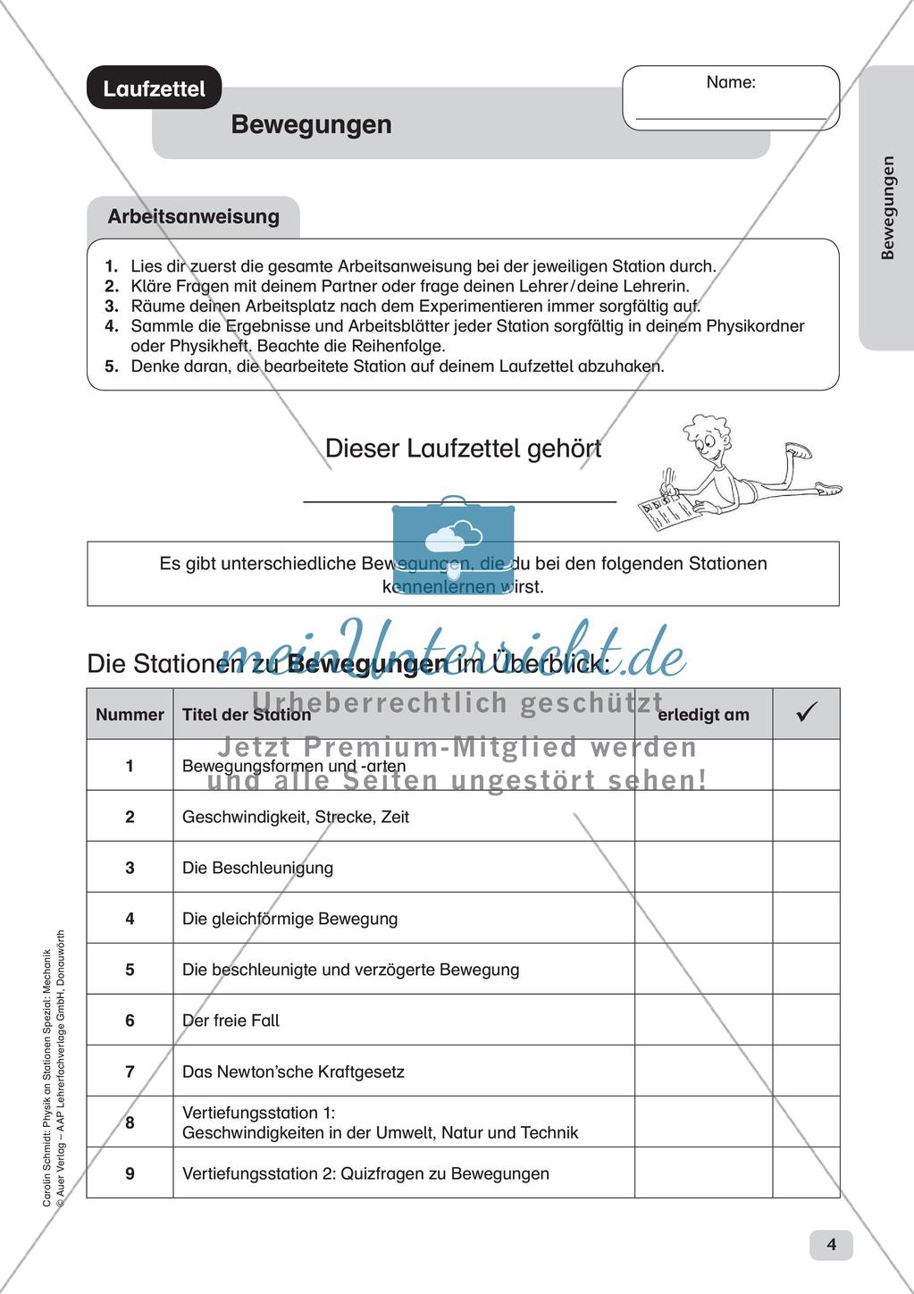 Physik an Stationen: Mechanik - Bewegungen Preview 6