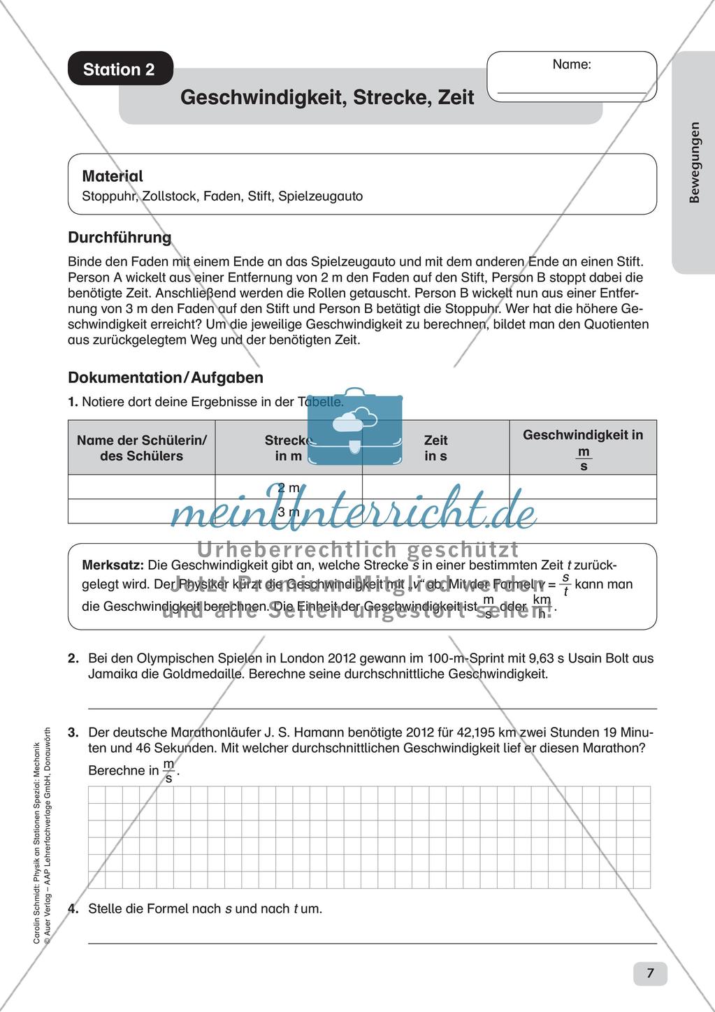 Physik an Stationen: Mechanik - Bewegungen Preview 9