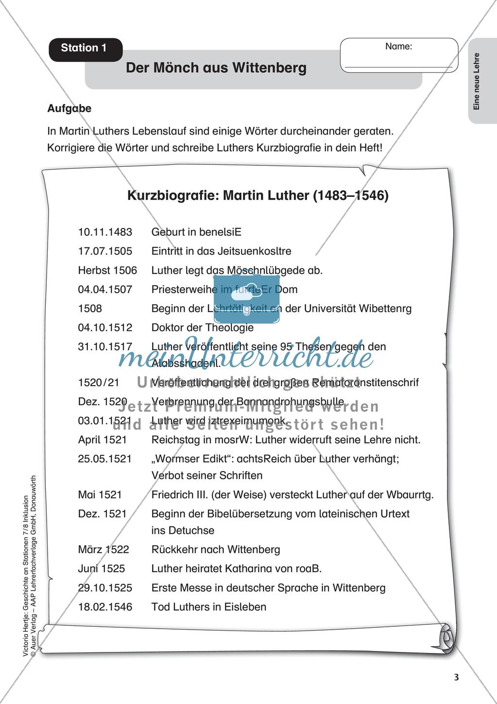 Stationenarbeit: Die Lehre Luthers Preview 5