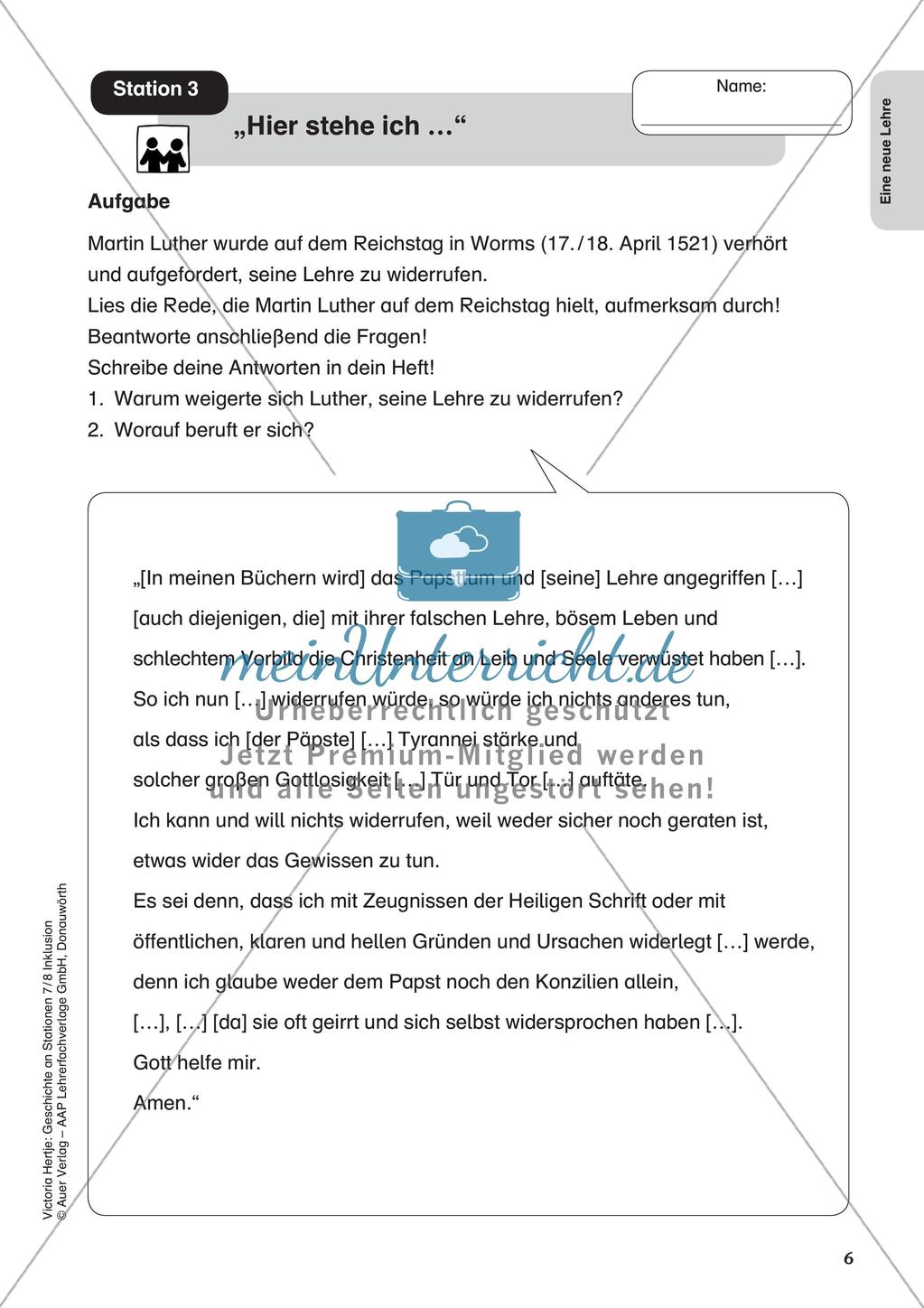 Stationenarbeit: Die Lehre Luthers Preview 8