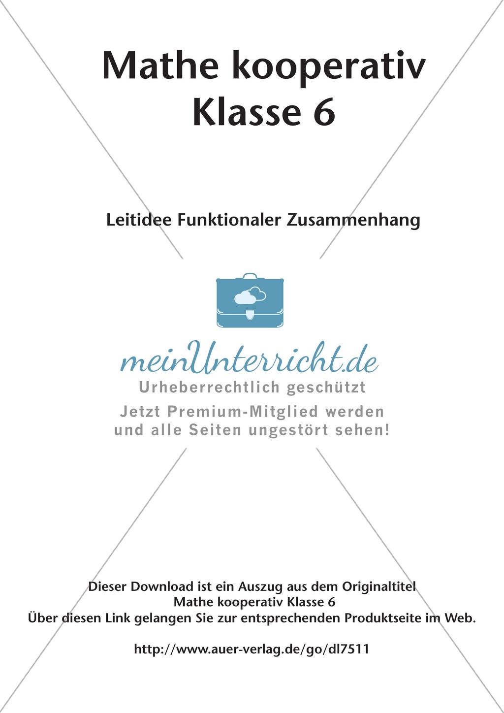 Mathe kooperativ Klasse 6: Leitidee Funktionaler Zusammenhang Preview 2