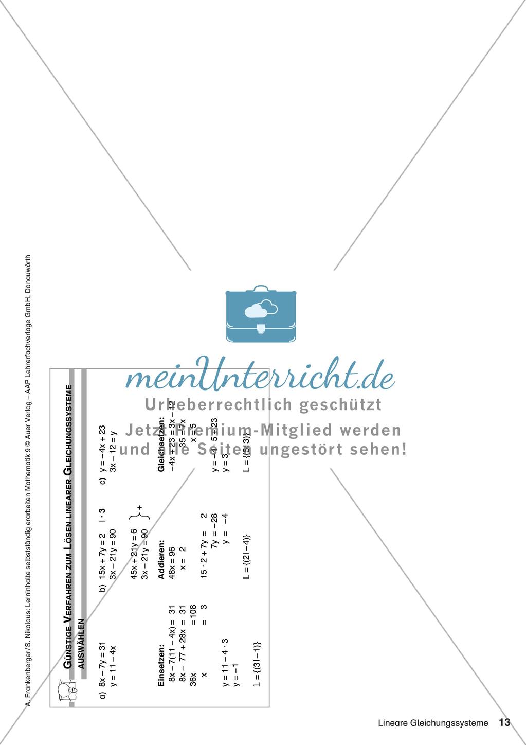 Lerninhalte selbstständig erarbeiten Thema Lineare Gleichungssysteme Preview 15