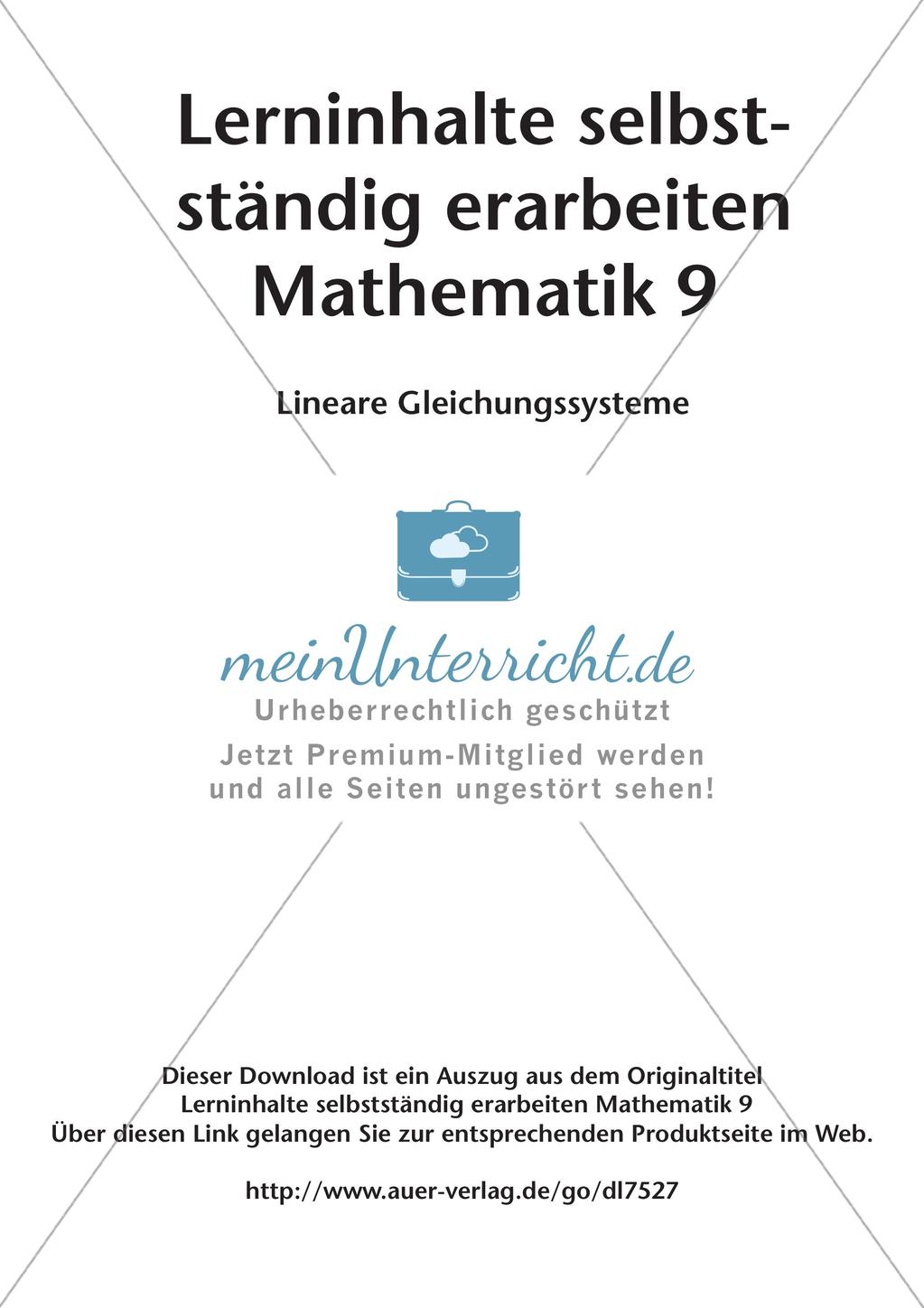 Lerninhalte selbstständig erarbeiten Thema Lineare Gleichungssysteme Preview 2