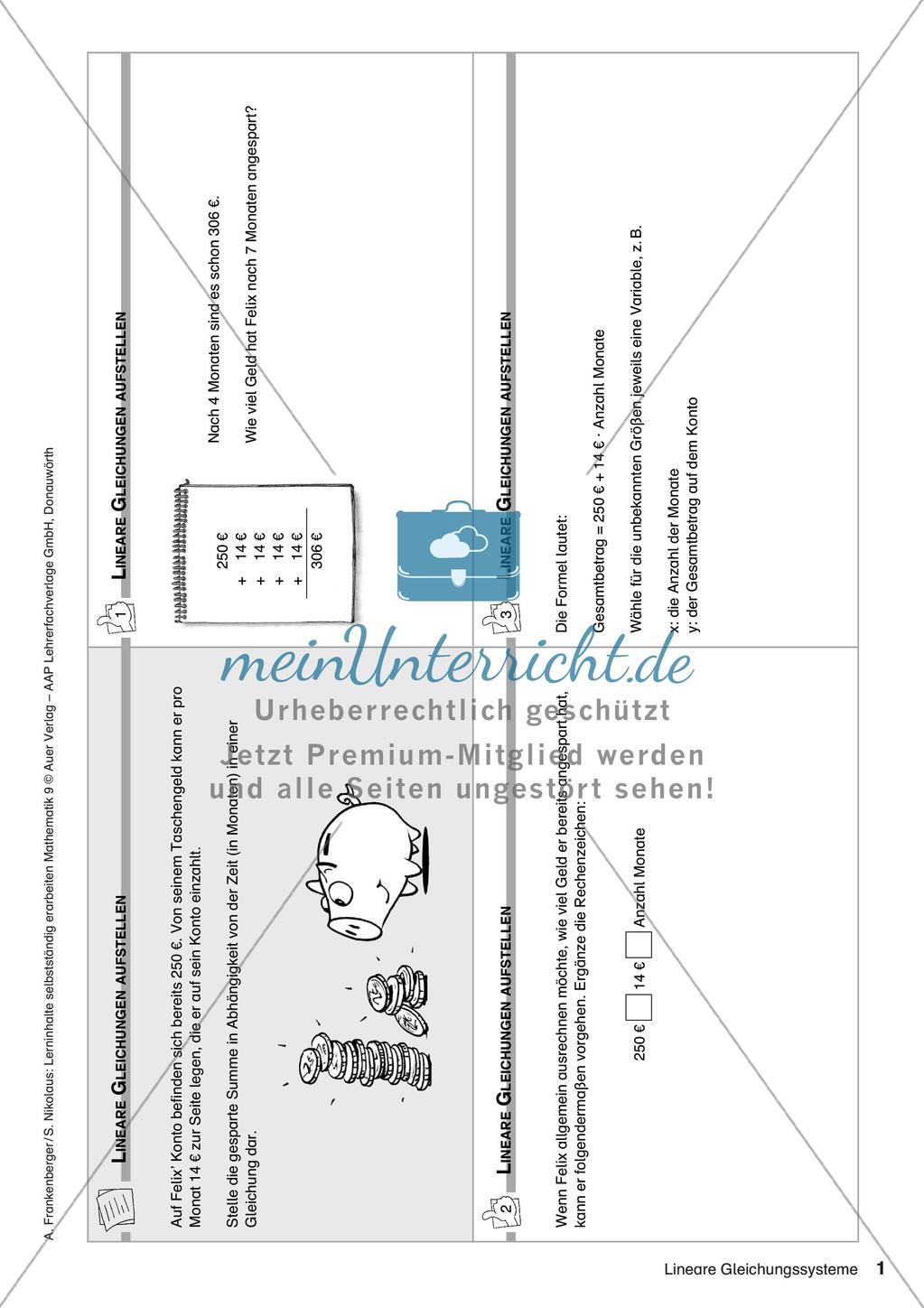 Lerninhalte selbstständig erarbeiten Thema Lineare Gleichungssysteme Preview 3