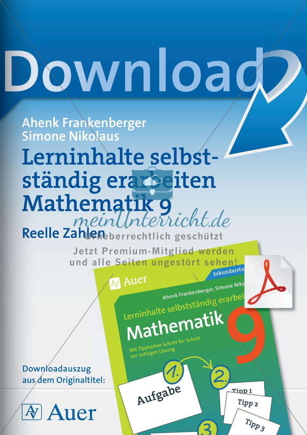 Lerninhalte selbstständig erarbeiten Thema Reelle Zahlen Preview 1