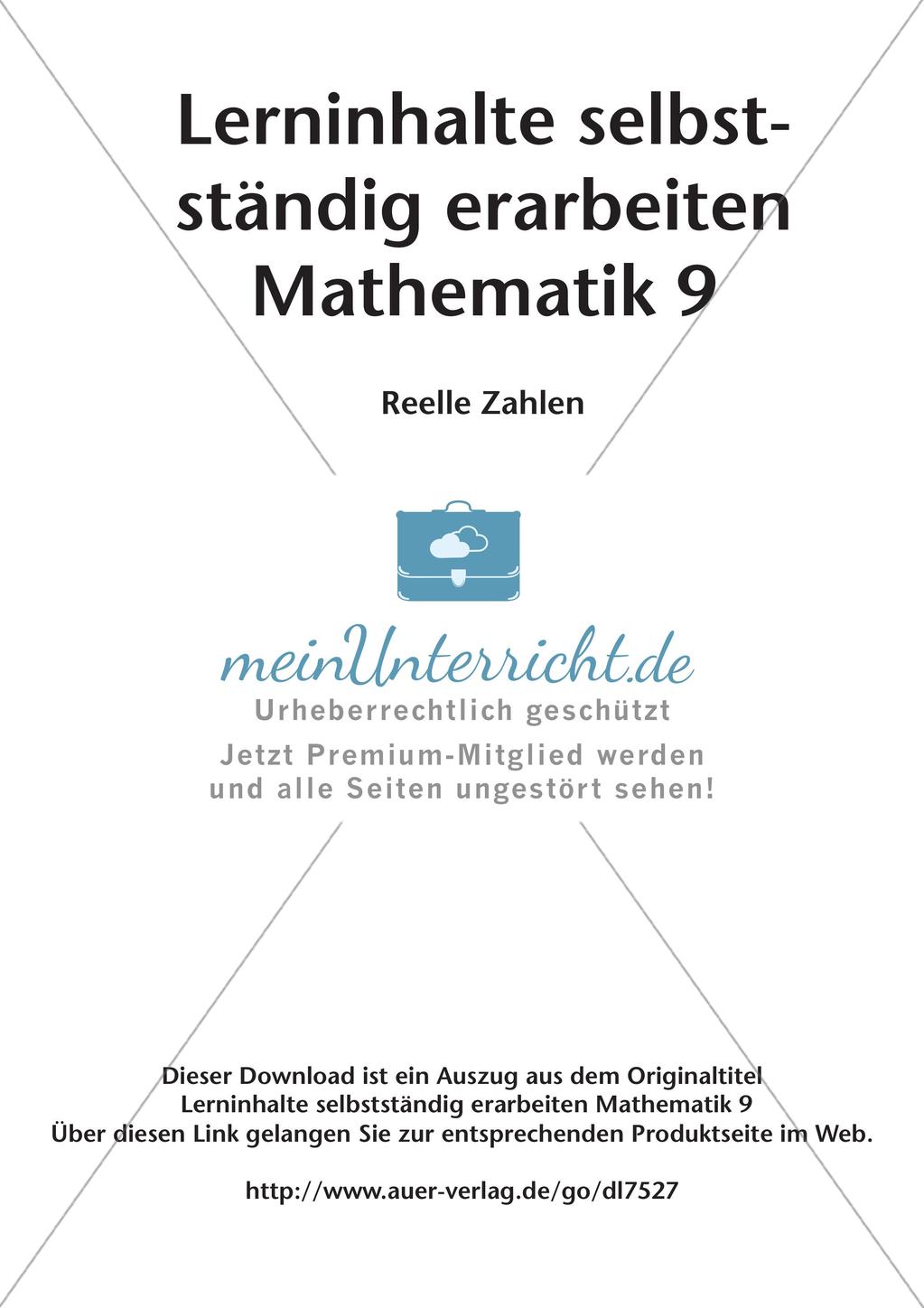 Lerninhalte selbstständig erarbeiten Thema Reelle Zahlen Preview 2