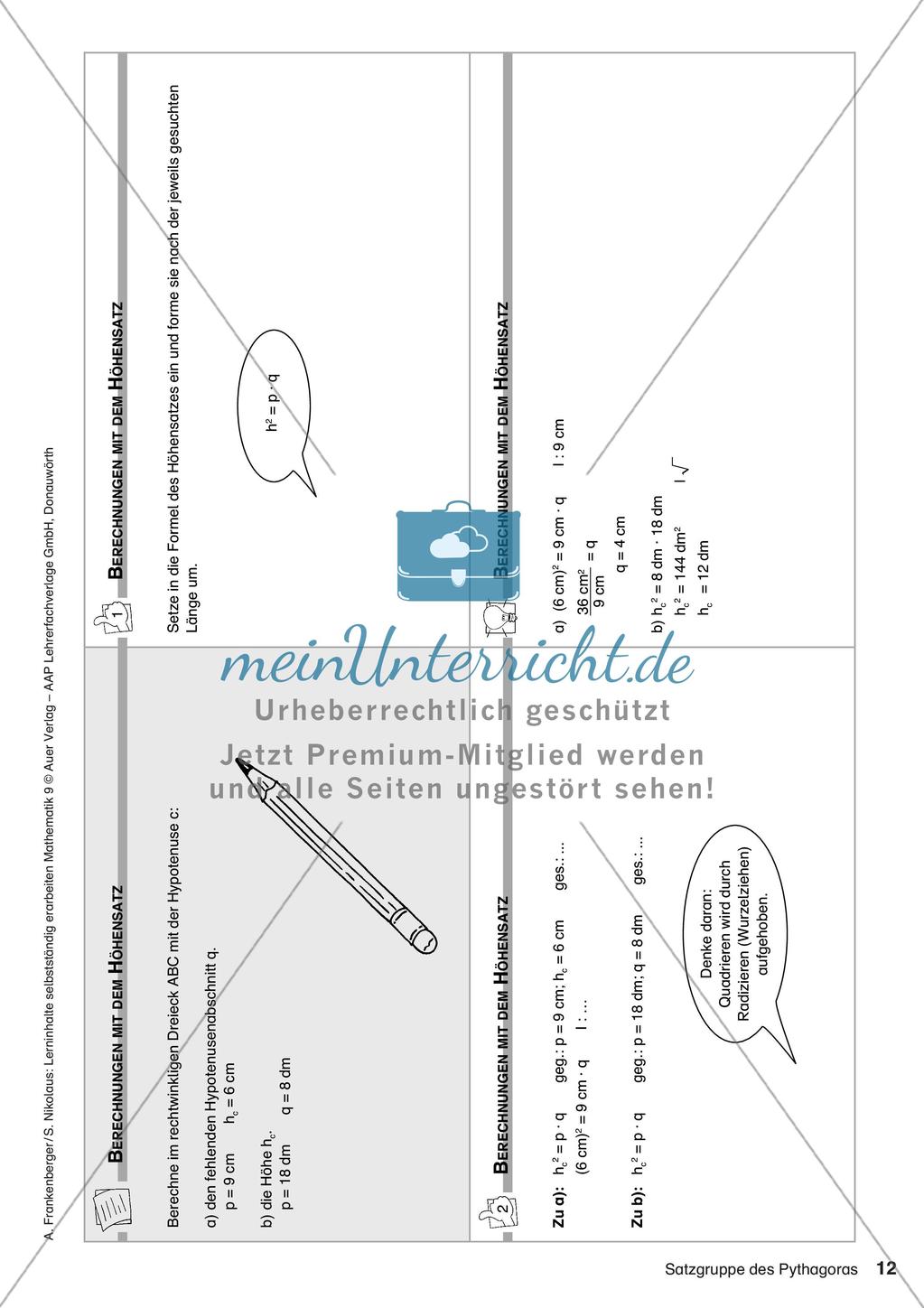 Lerninhalte selbstständig erarbeiten Thema Satzgruppe des Pythagoras Preview 14