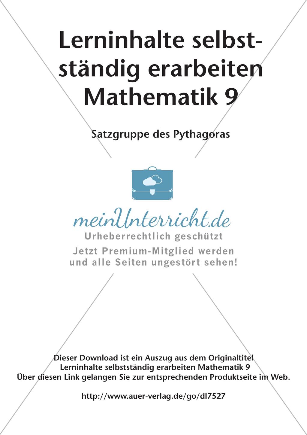 Lerninhalte selbstständig erarbeiten Thema Satzgruppe des Pythagoras Preview 2