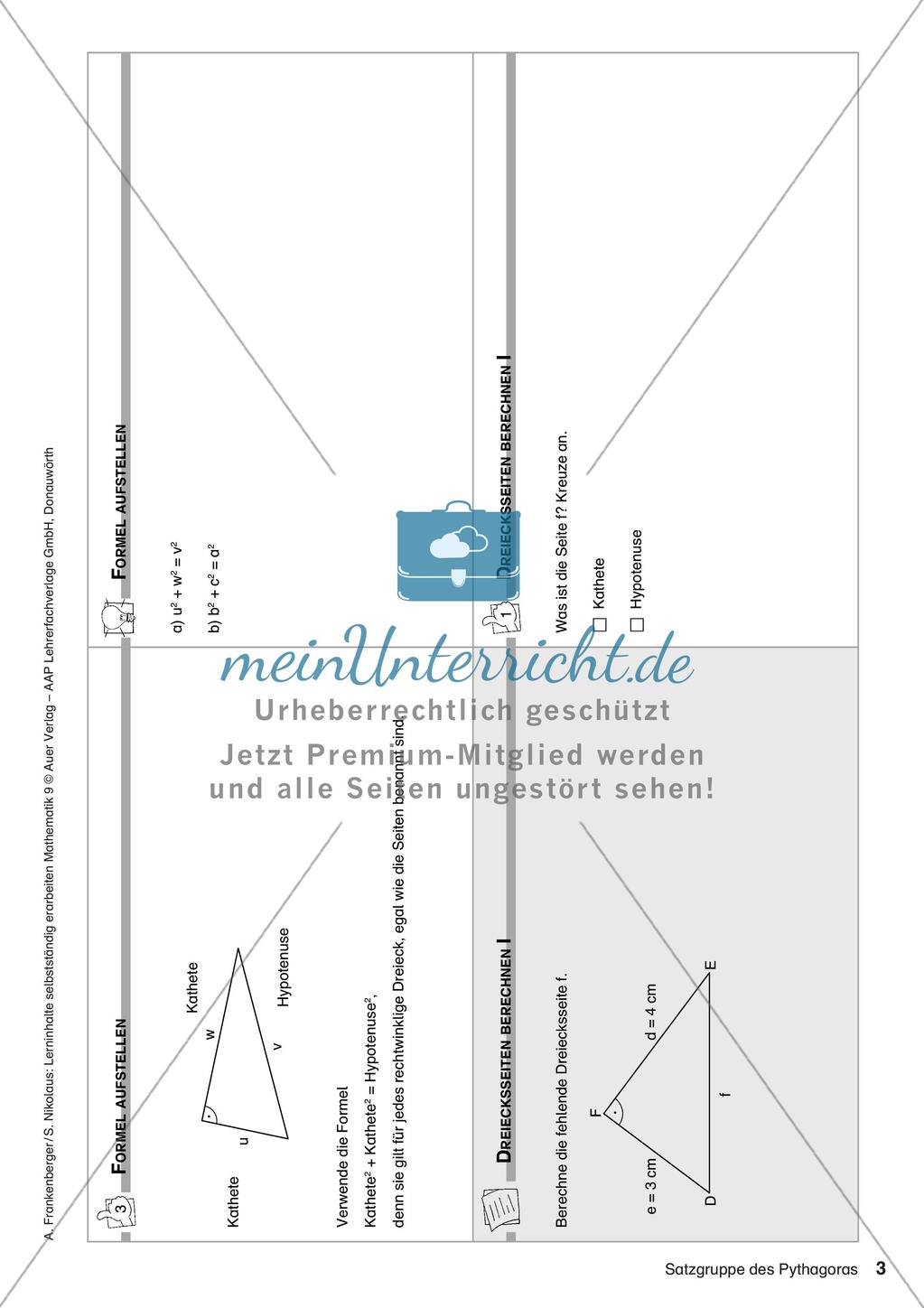 Lerninhalte selbstständig erarbeiten Thema Satzgruppe des Pythagoras Preview 5