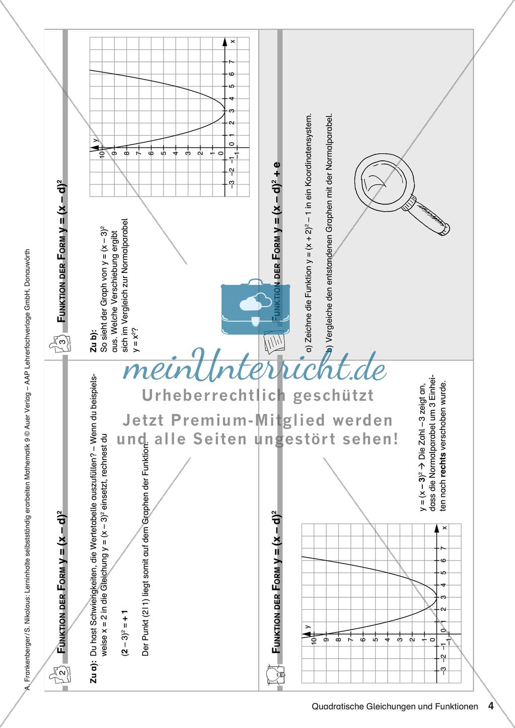 Lerninhalte selbstständig erarbeiten Thema Quadratische Gleichungen und Funktionen Preview 6