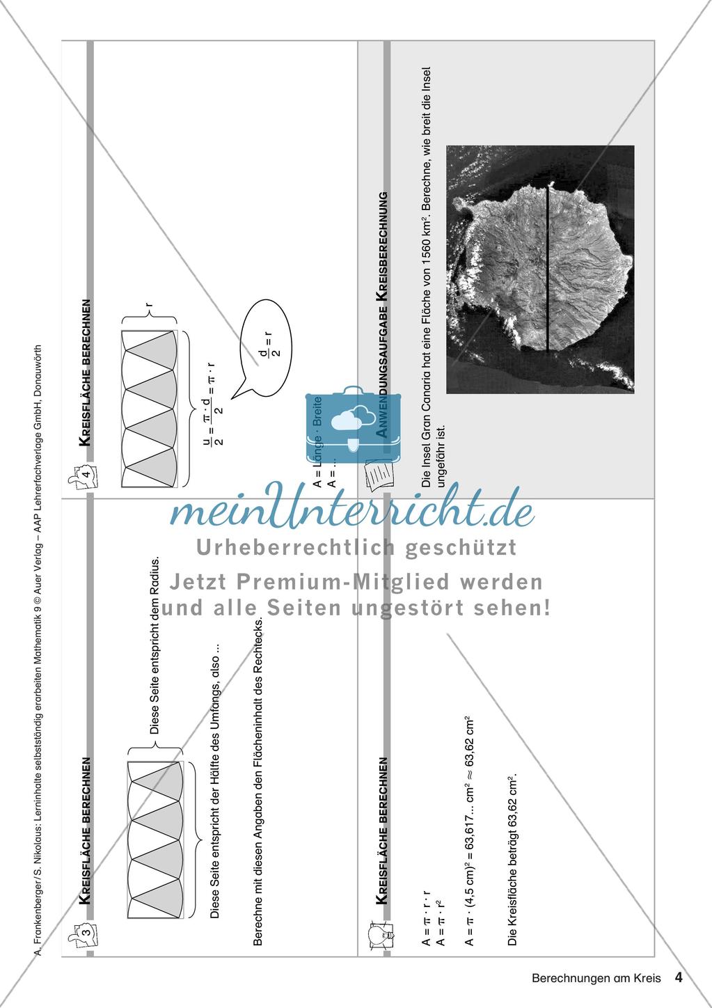 Lerninhalte selbstständig erarbeiten Thema Berechnungen am Kreis Preview 6