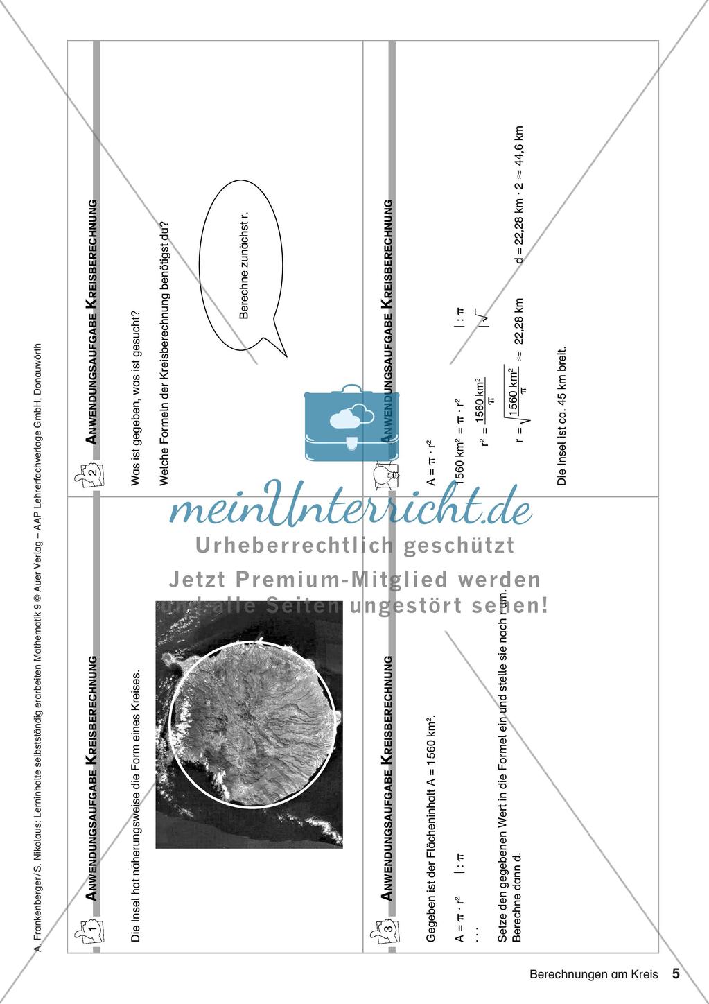 Lerninhalte selbstständig erarbeiten Thema Berechnungen am Kreis Preview 7