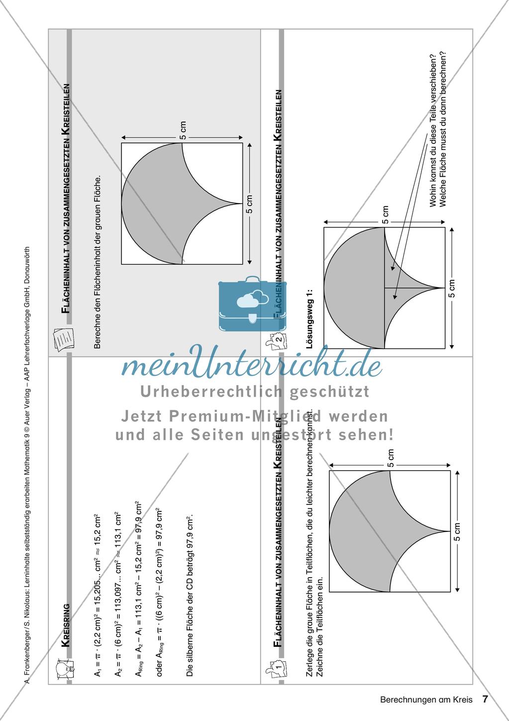 Lerninhalte selbstständig erarbeiten Thema Berechnungen am Kreis Preview 9