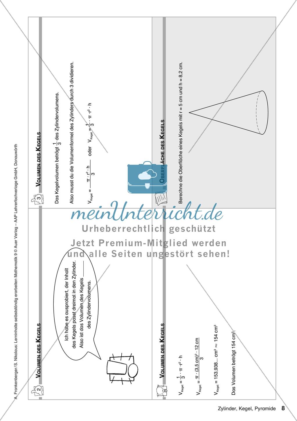 Lerninhalte selbstständig erarbeiten Thema Zylinder, Kegel, Pyramide Preview 10
