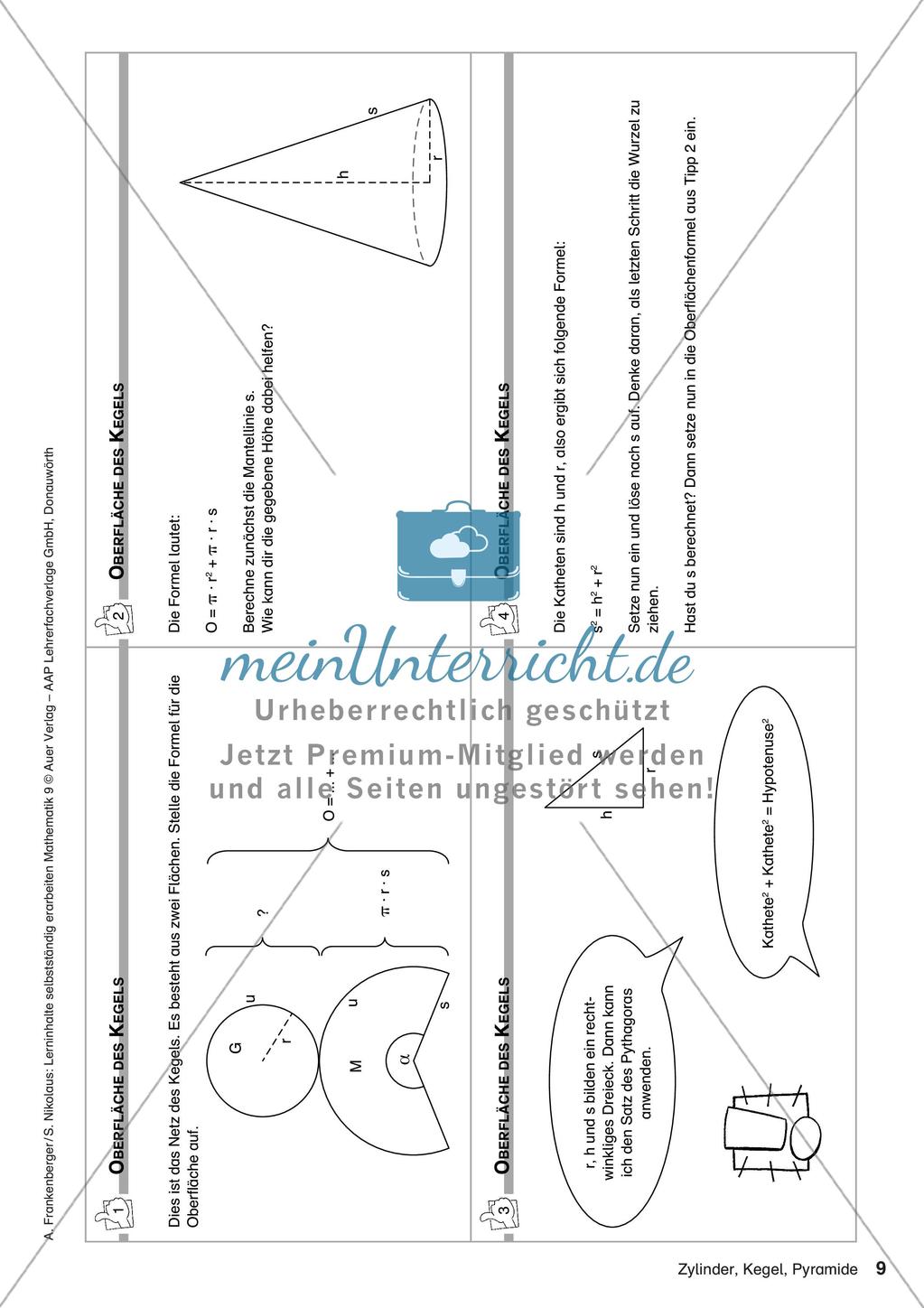 Lerninhalte selbstständig erarbeiten Thema Zylinder, Kegel, Pyramide Preview 11
